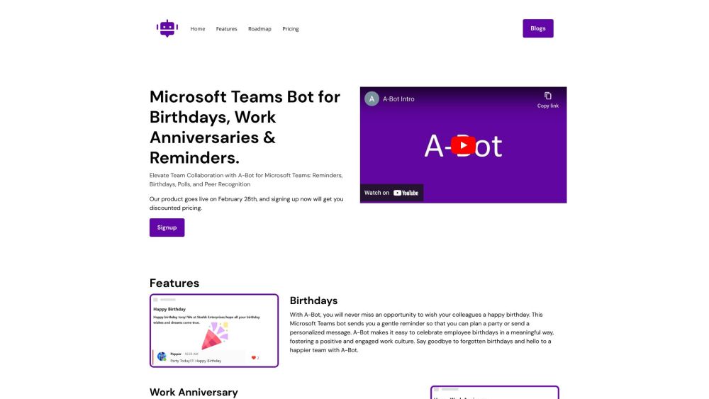 A-Bot | Polls, Recognition, Reminders &amp; Birthdays on Microsoft Teams