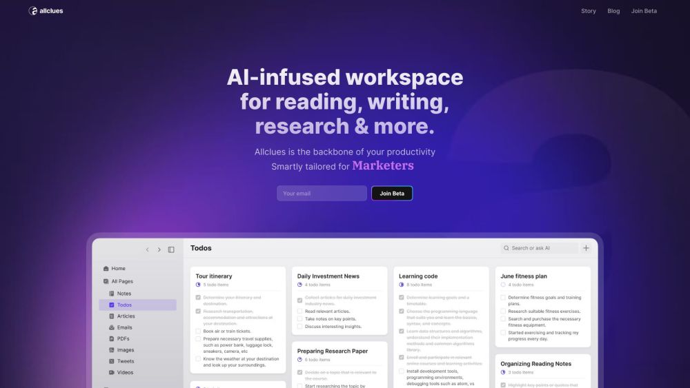 Allclues - The AI-infused space to read, write and think