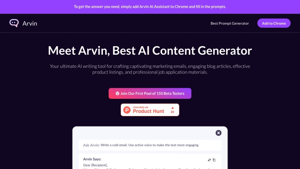 Arvin - Your AI Writing Assistant &amp; Best AI Content Generator