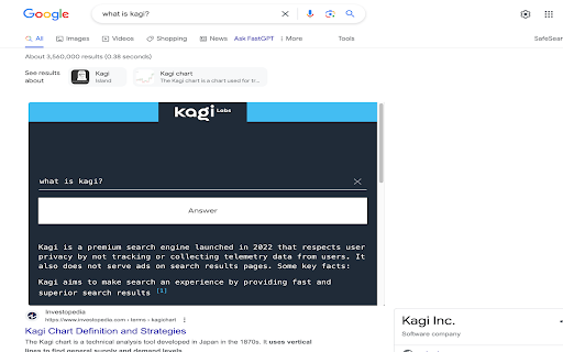 Kagi's FastGPT - Chrome Extension