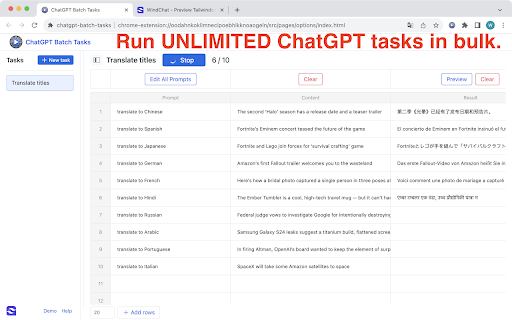 ChatGPT Batch Tasks - Chrome Extension