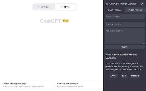 ChatGPT Prompt Manager - Chrome Extension