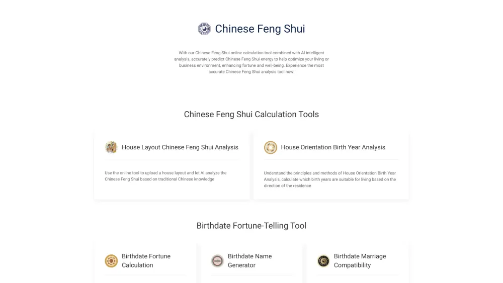 Chinese Feng Shui Online Calculation Tool