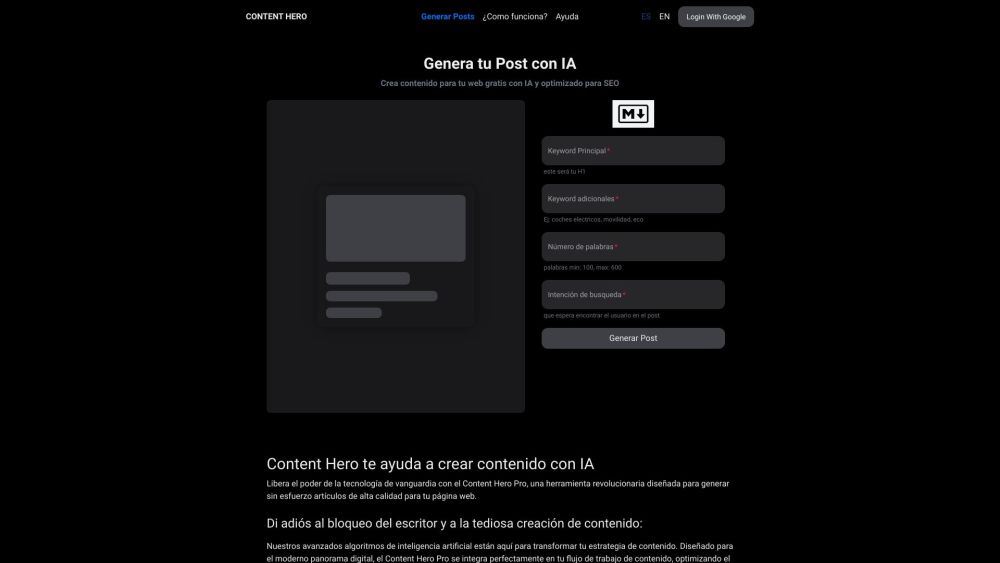 Content Hero | Generar Posts con IA