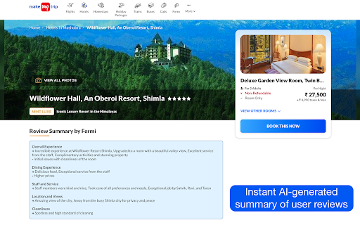 Fermi - Summarise Reviews on MakeMyTrip - Chrome Extension