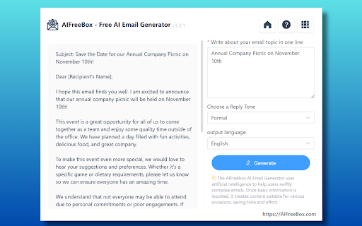 Free AI Email Generator - Chrome Extension