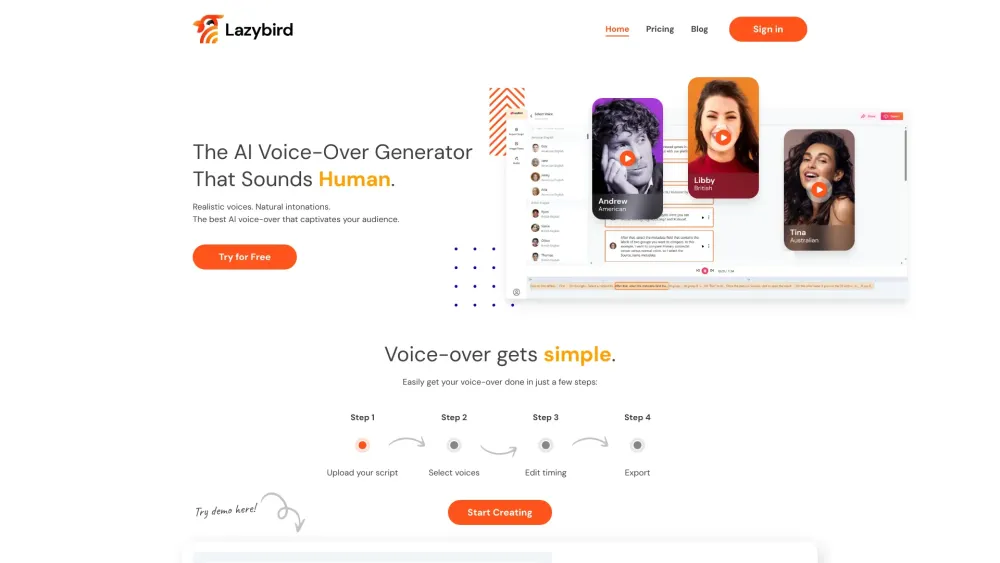 LazyBird | AI Voice Over Studio