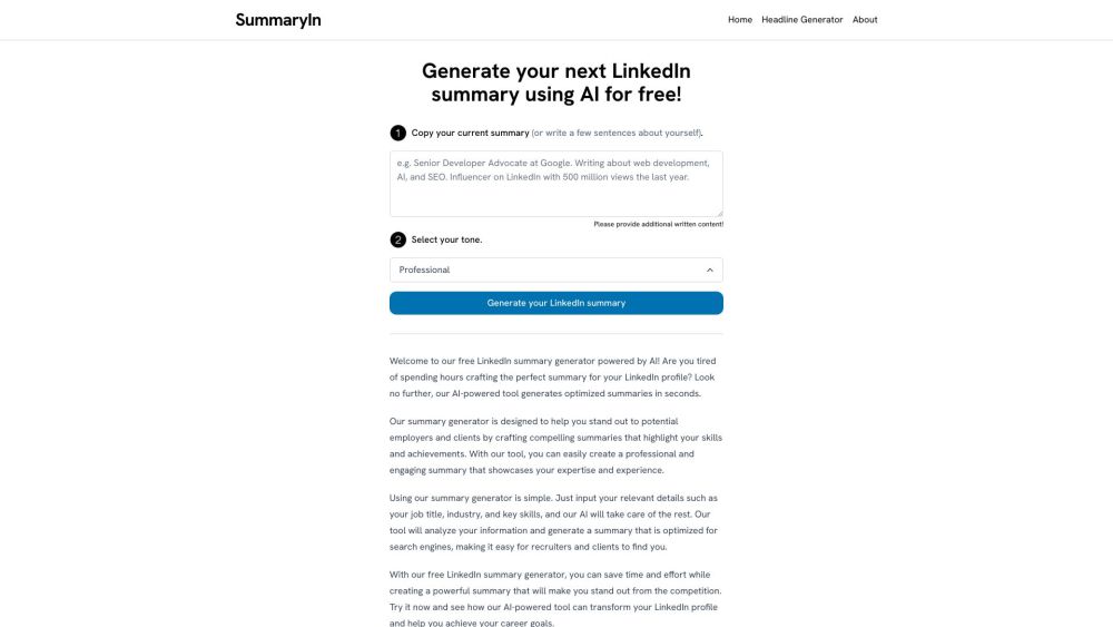 LinkedIn Summary Generator