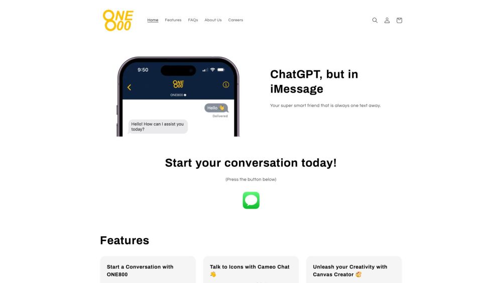 ONE800: ChatGPT for iMessage