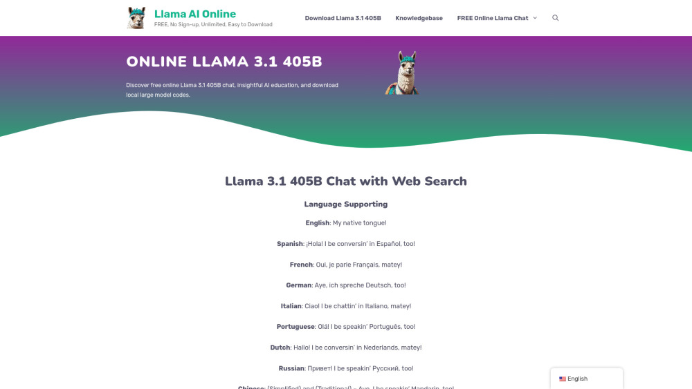 Online Llama 3.1 405B Chat by Meta AI