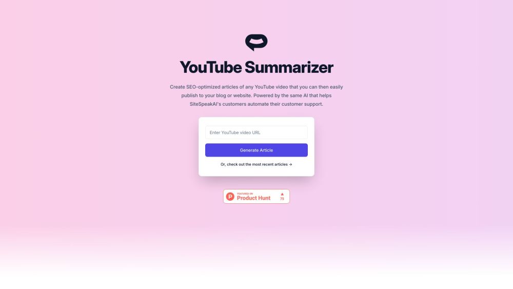 SiteSpeakAI - YouTube Summarizer