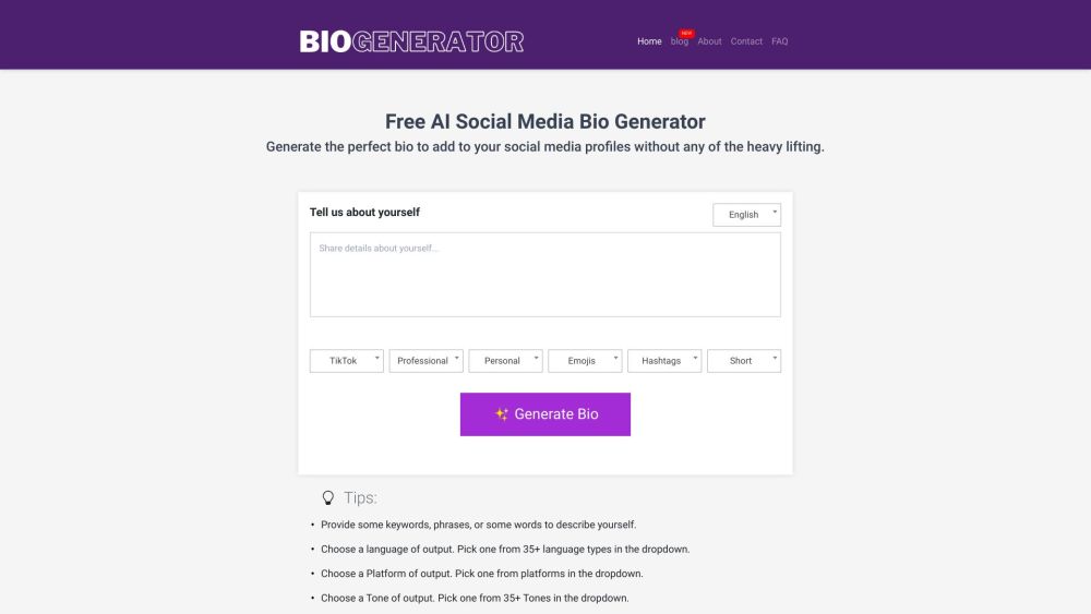 Social Media Bio Generator