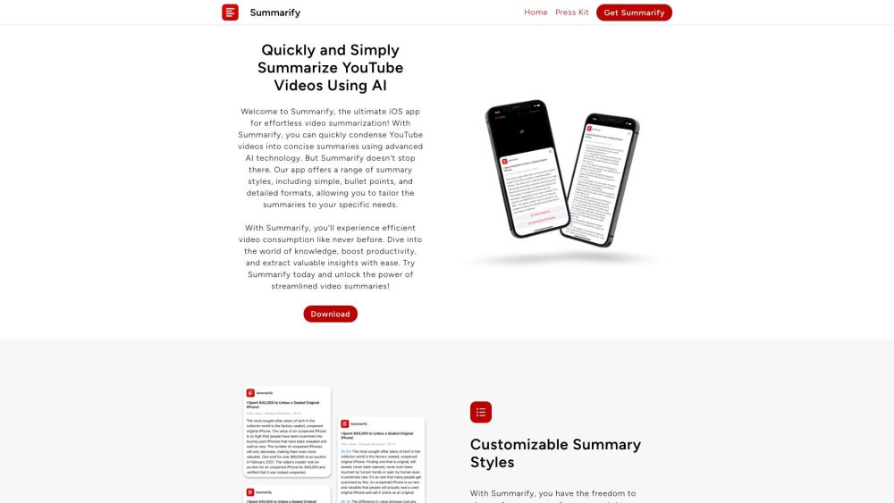 Summarify AI For YouTube Powered By ChatGPT