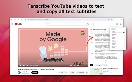 YouTube Transcription - Chrome Extension